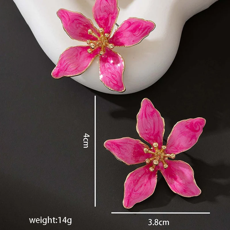 Romantic Enamel Petal Post Earrings