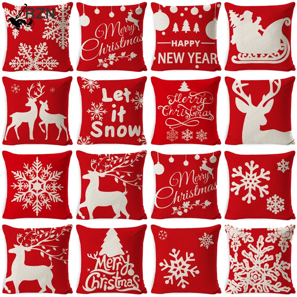 

Christmas Cotton Linen Cushion Cover Sofa Cushions Plant Throw Pillow Covers Christmas Decorations For Home Decoration Natale