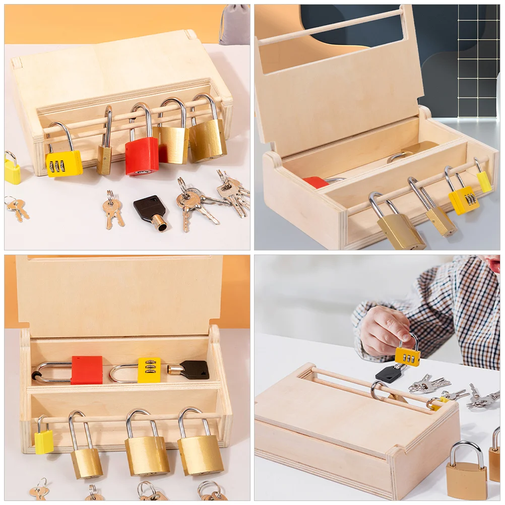 Montessori Lock Key Toy Set Early Education Box for Kids 1 3 Years Old Wooden Metal Safe Learning Tool Stimulates Creativity