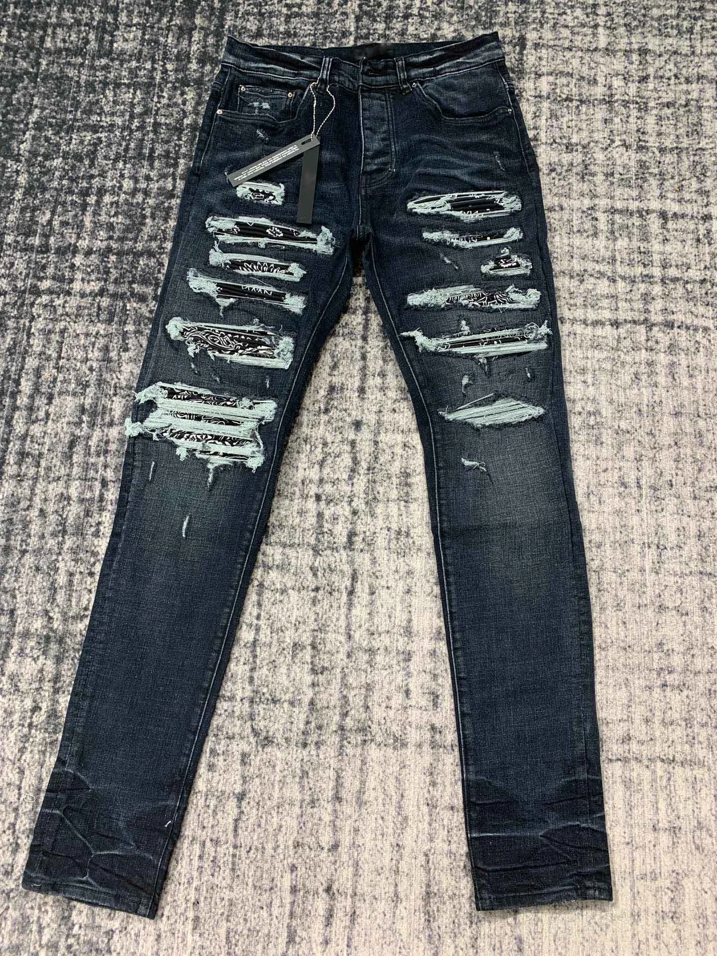 men bandana patches super distressed jeans AliExpress