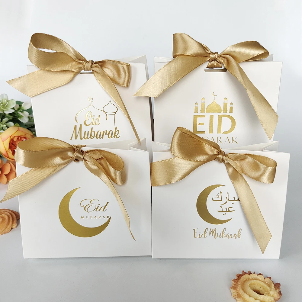 5Pcs Eid Mubarak Paper Gift Boxes Ramadan Kareem Candy Cookie Box Eid Party Gift Packaging Supplies Ramadan 2026