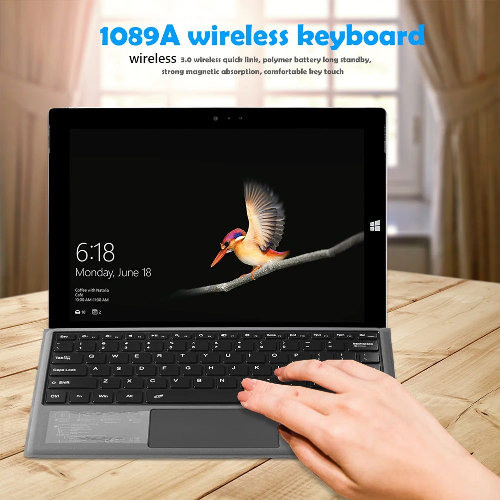 Ultra-Slim Portable Bluetooth-Compatible Wireless Tablet Keyboard for Surface Pro 3/4/5/6/7 for Office Desktop Tool