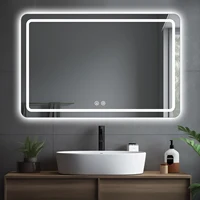 32x40 inch LED Bathroom Mirror Vanity Mirrors with Backlit Lights Fogless Makeup Mirror Wall Mounted with Demister Dimmable