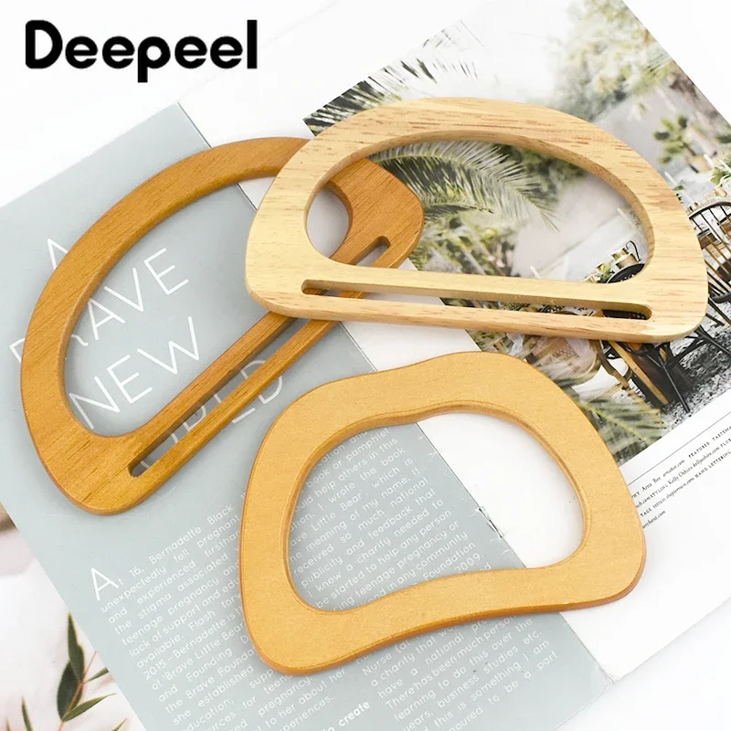 2/4Pcs Deepeel New D-Type Wooden Bags Handle Purse Frame for Handbag Woven-bag Wrist Ring DIY Handmade Bag Sewing Accessories