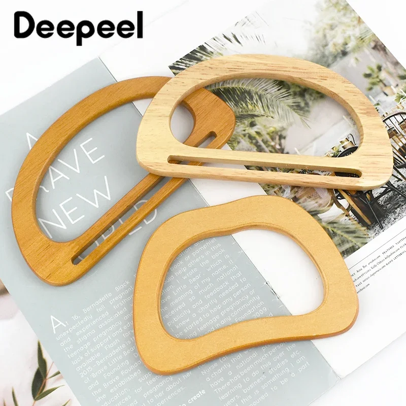 2 4Pcs Deepeel New D Type Wooden Bags Handle Purse Frame for Handbag Woven bag Wrist