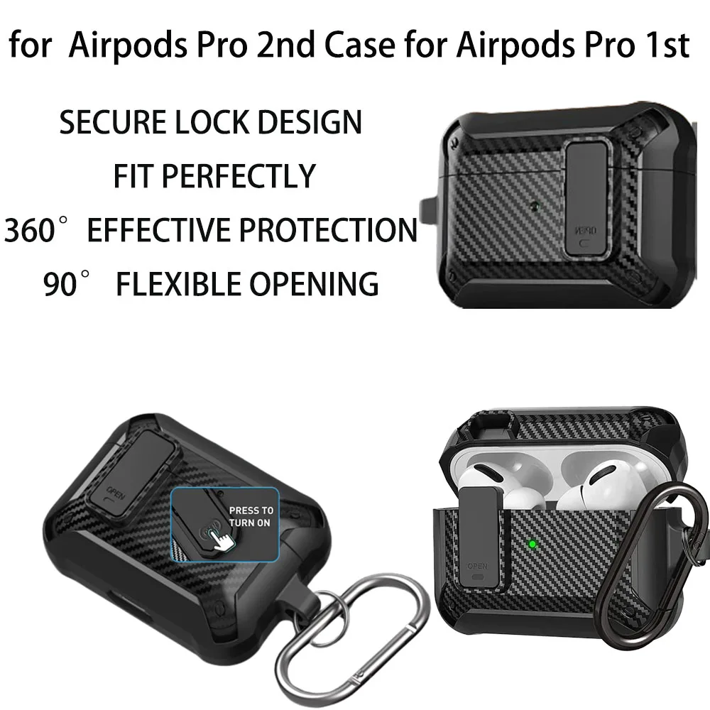 

for Airpods Pro 2nd Case for Airpods Pro 1st Flexible Opening Shockproof Switch Fiber Hard Shell Case Cover with Keychain hook