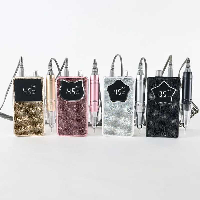 45000RPM Electric Nail Drill Machine Professional Nail polisher with Flash Diamond Decoration for Gel Portable Manicure tools 6