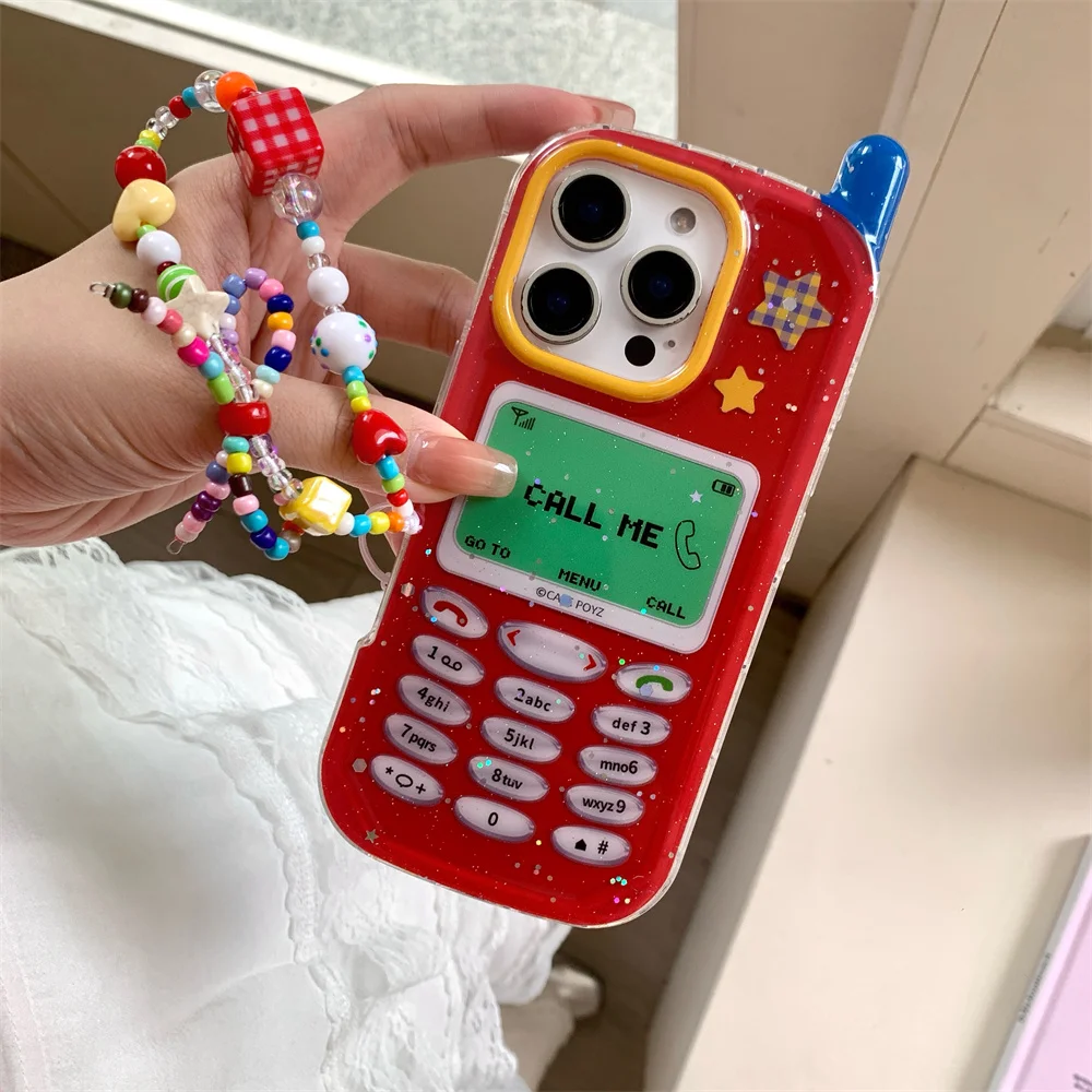 Glitter cartoon mobile model phone case for iPhone 13 15 14 16 Pro Max 15 16 Fundas with hinged shockproof cute protective cover view 4