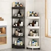 4-storey Bathroom Tripod Rolling Storage Cart Organizer, Space Saving Corner Rack, Durable Plastic with Wheels 1