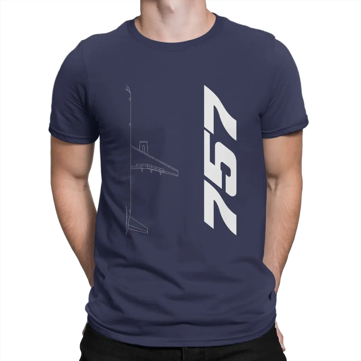 thumbnail image 1 of Camiseta Boeing 757 de algodón para hombre, divertida camiseta de cuello redondo para amantes de los aviones, ropa de manga corta, idea de regalo, 1 of 7