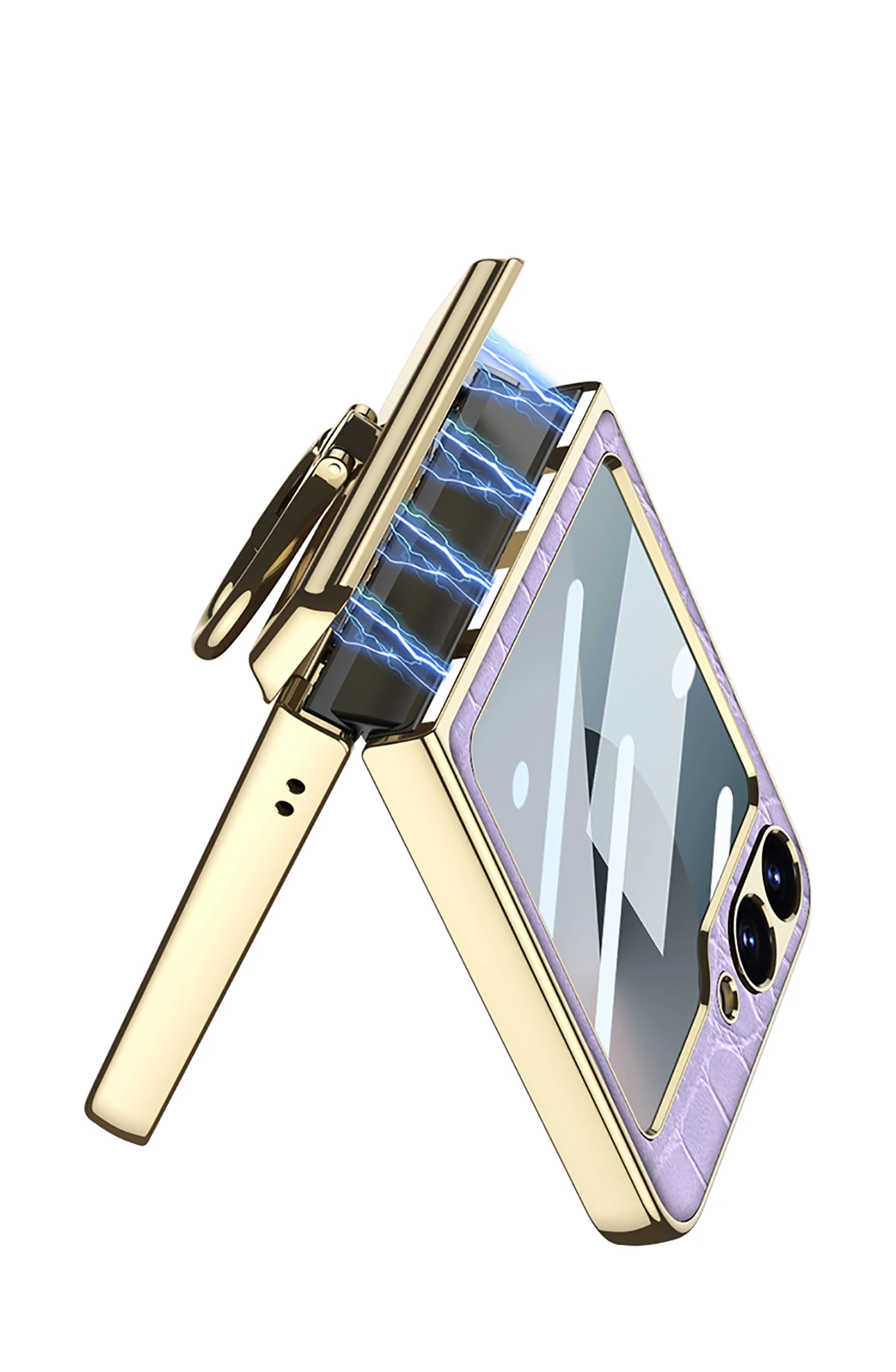 Luxury Plating Leather case for Samsung Galaxy Z Flip 6 magnetic all-included hi
