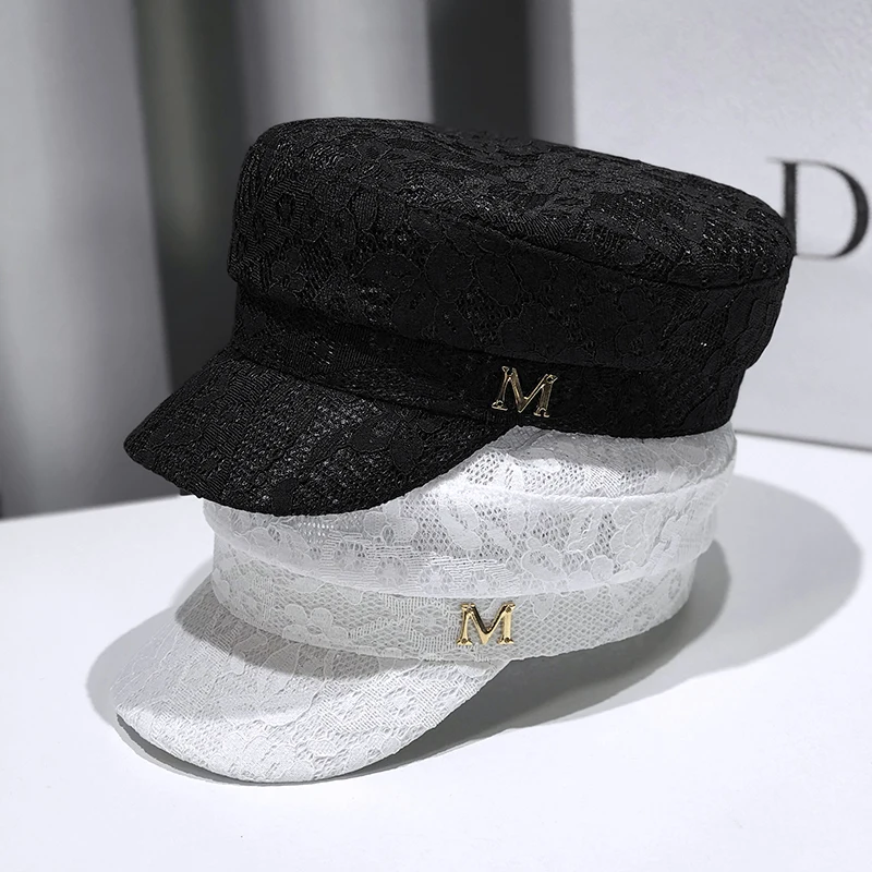 Ladies Summer Lace Flat Octagonal Hat Japanese Street Hollow British Retro Style Beret women beret