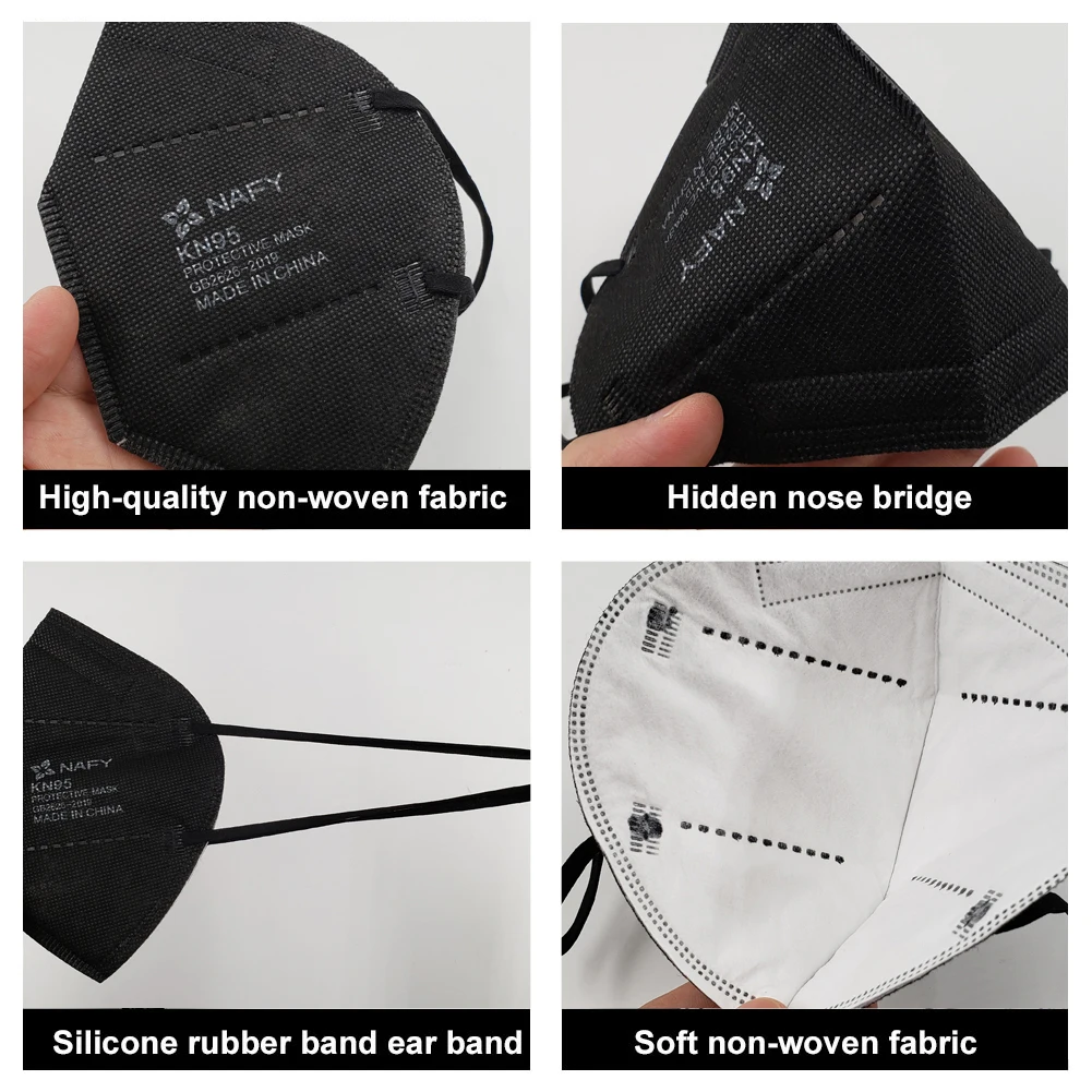 50-200Pcs NAFY 5-Layer Breathable Protective KN95 Face Mask Cup Dust FFP2 Masks Improved Standard GB2626 -