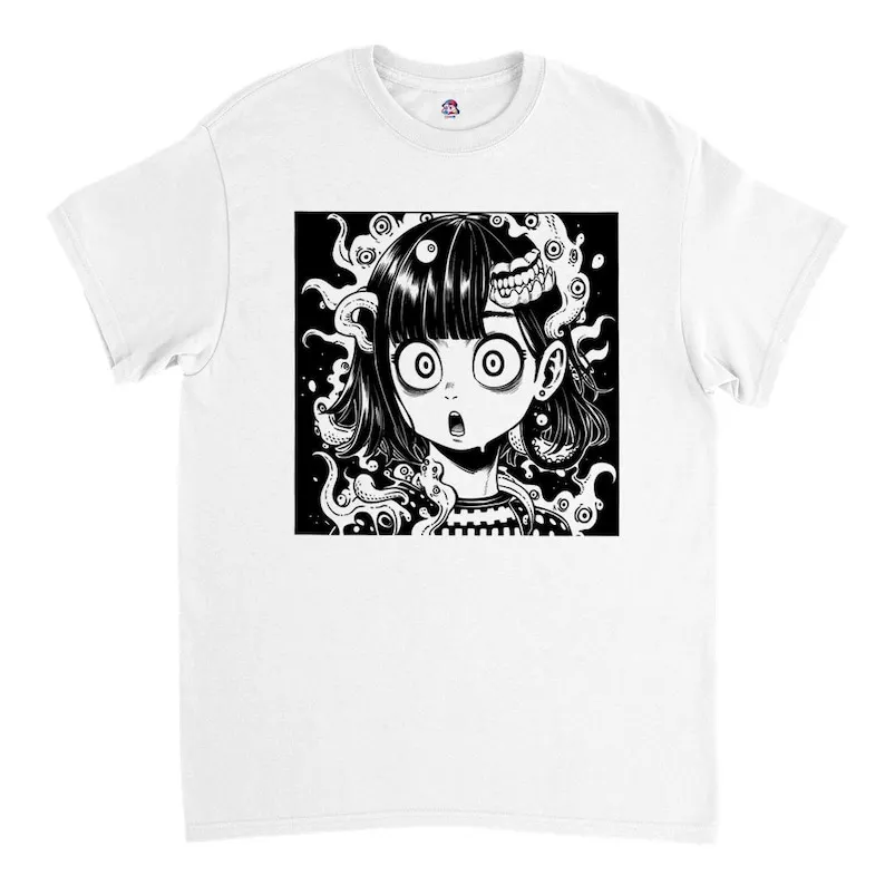 

Manga unisex t-shirt, chibi, black & white, goth.