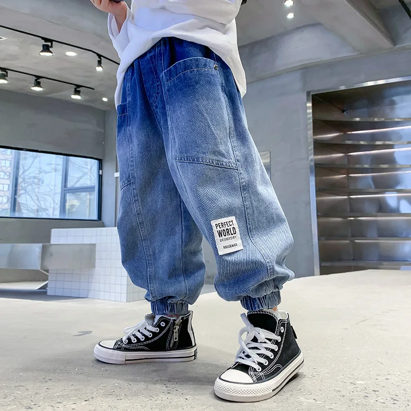 Boy Cargo Jeans New Children Denim Pants for Boys Loose Trousers Spring Autumn
