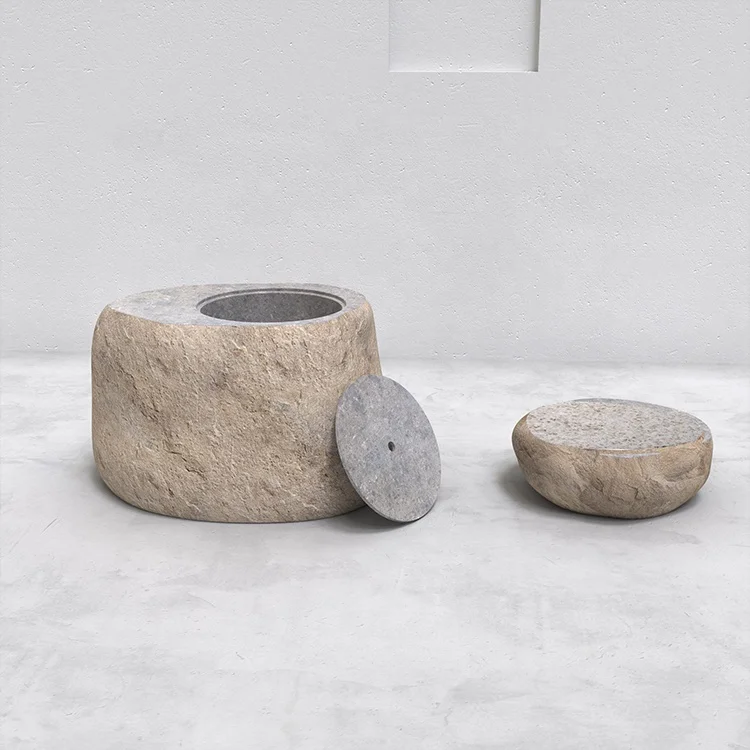 Nordic Style Live Edge Simple Unique Modern Low Side Stone Piers Stool Block Coffee Table for Living Room