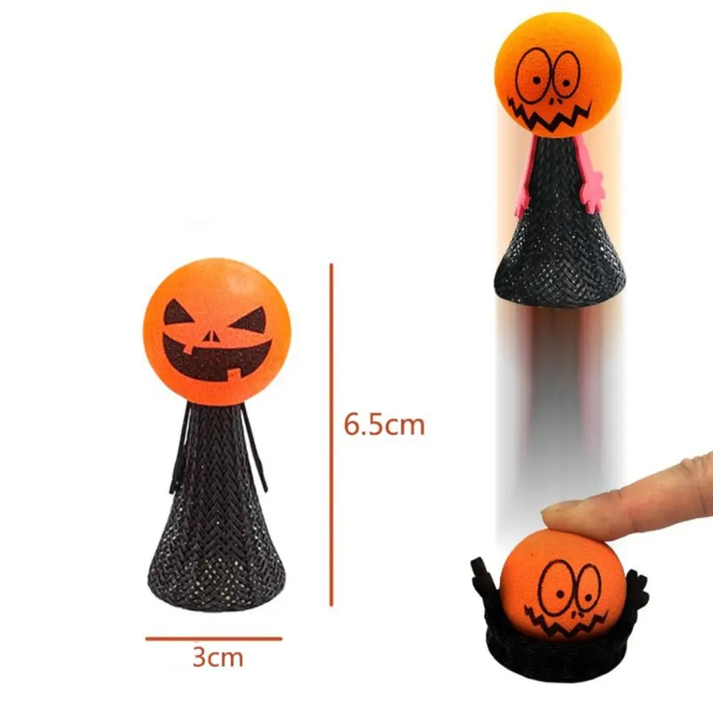 Pumpkin Head Halloween Jumping Doll EVA Bouncy Halloween Bouncing Elf Plastic Doll Black Spring Bouncing Jumping Pumpkin Toys