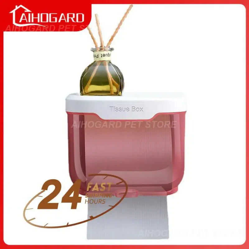 Wall Mount Bathroom Tissue Box Punch-Free Phone Holder Rack Toilet Paper Holder Waterproof Shelf Organizer Paper Towel Holder