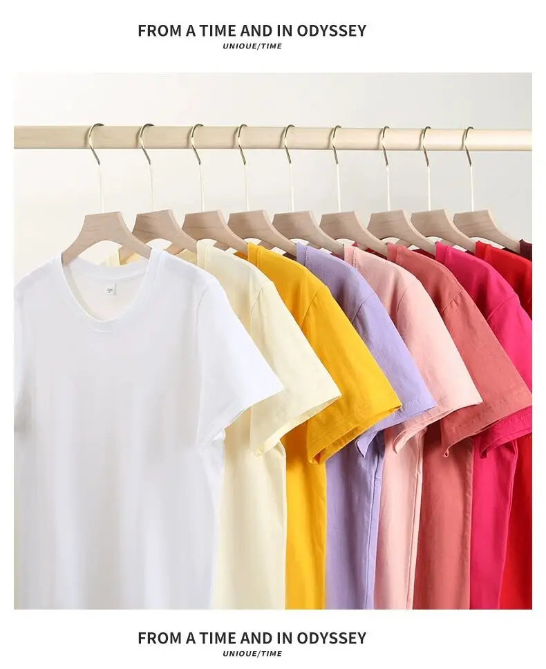 Summer Men T Shirt.Short Sleeve O-Neck Casual Tops.100% Cotton Basic Tees,Solid Colors - Uniqwear