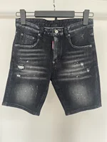 Spring and Summer 2025 New Jeans Trendy Men's Washed Grinding Patch Paint Slim-fit Micro-elastic Denim Shorts for Men 1