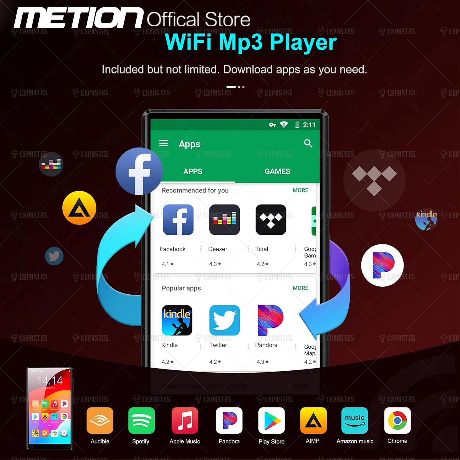 5.0 Inch MP4 MP3 Player with Bluetooth and WiFi Android11.0 Streaming Music Player HiFi Sound Walkman Free Download