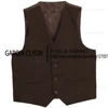 Men's Suits Vests Deep V Neck Simple Herringbone Tweed Slim Fit Single Breasted Business Men's  Waistcoat  For Wedding 4