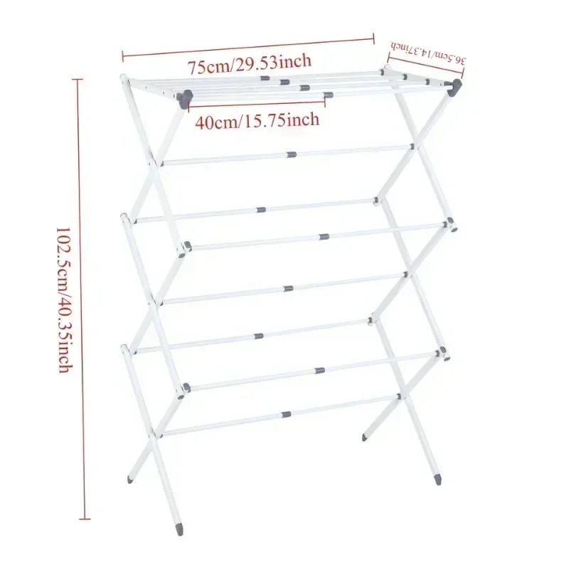 Drying Rack for Clothes Simple Retractable Drying Rack Three-layer Floor Balcony Drying Cooling Clothes Rack Metal Clothing Rack 6