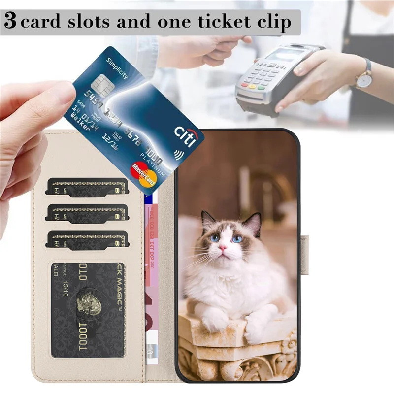 Fashion Flip Book Leather Wallet Case with Kawaii Cat Design