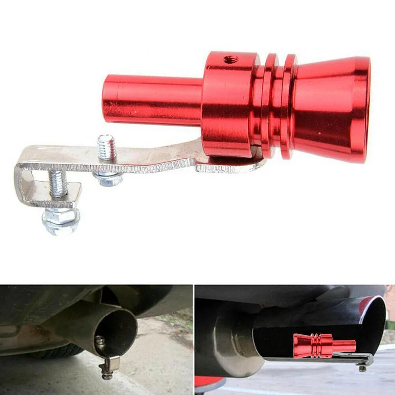 

Red Motorbike Car Exhaust Fake Turbo Whistle Pipe Sound Muffler Blow Off Valve Noise Simulator Muffler Tip Aluminum Accessories