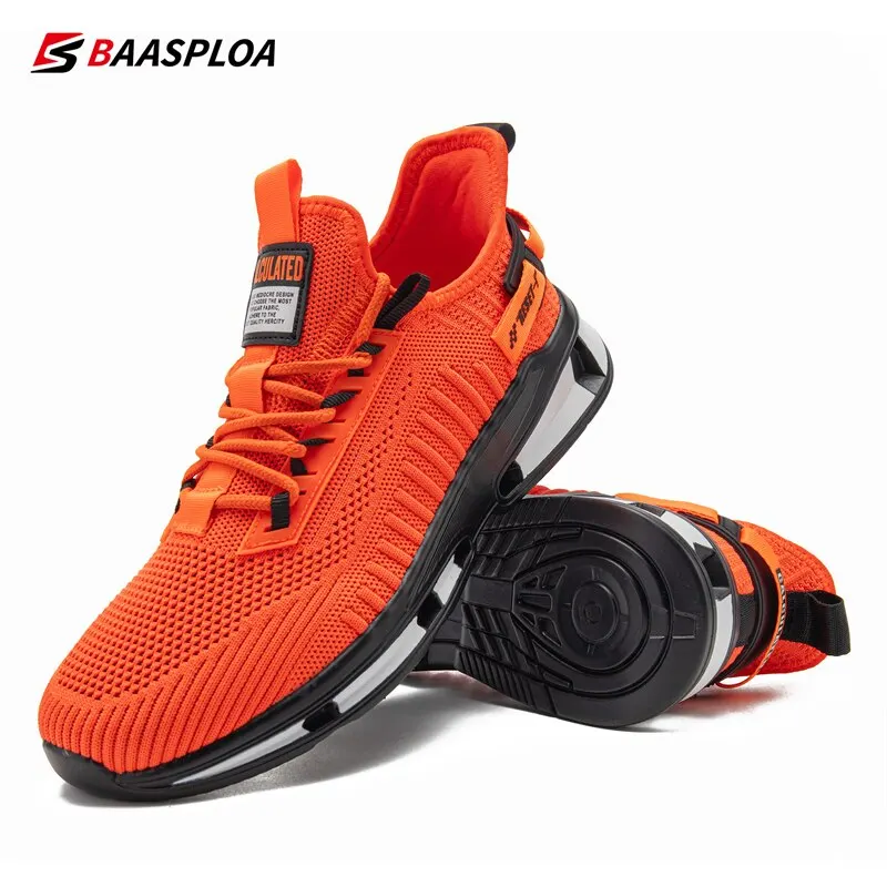 Men Sneakers Comfortable Knit Walking Shoes Breathable Fashion Anti-Slip Shock-Absorbing Casual Shoes