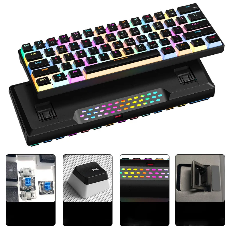 

Wired Mechanical Gaming Keyboard Backlit 61 Keys Mini Keyboard hotswap esport keyboard for Windows Laptop PC Gamer Typist
