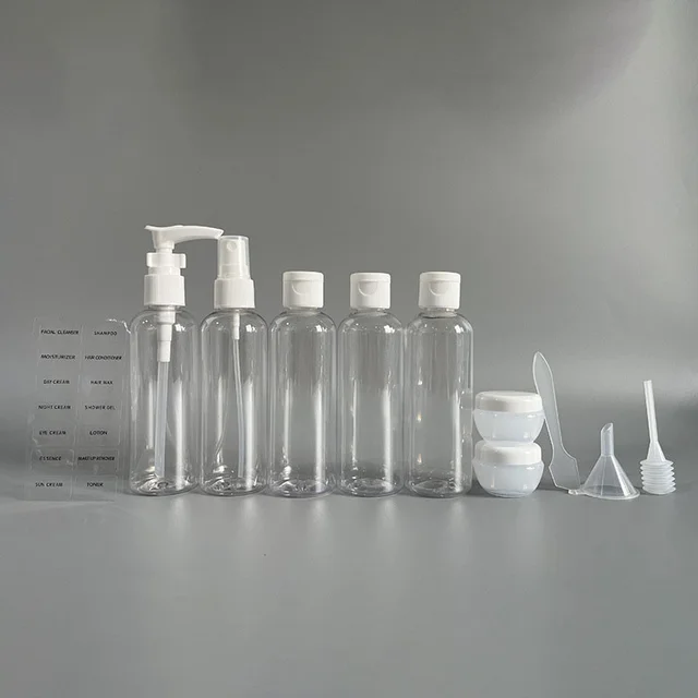 11PCS Travel Refillable Bottle Set Container Portable Cosmetic Lotion Toner Spray Shampoo Cream Tourism Supplies Set 5