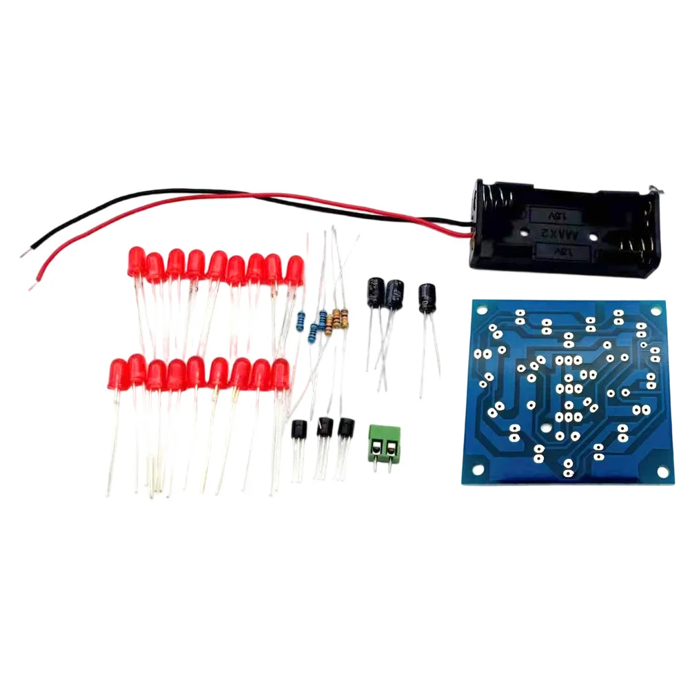 DIY 하트 모양의 깜박이는 램프 키트 18개의 빨간색 LED 아날로그 회로 납땜 프로젝트(부품 및 지침 포함) 5.6 5.2cm