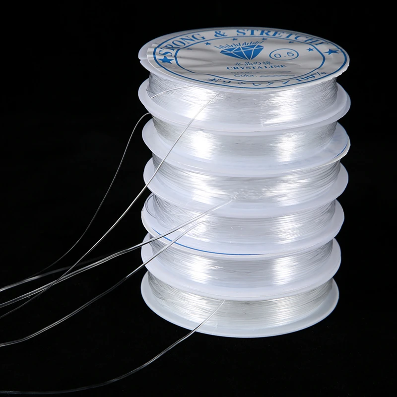 1mm duidelijk elastisch koord, nylon draad duidelijk rekbaar elastisch visdraad transparant plastic naaigaren voor het maken van sieraden, ketting armband kralendraad (5m-1 spoel