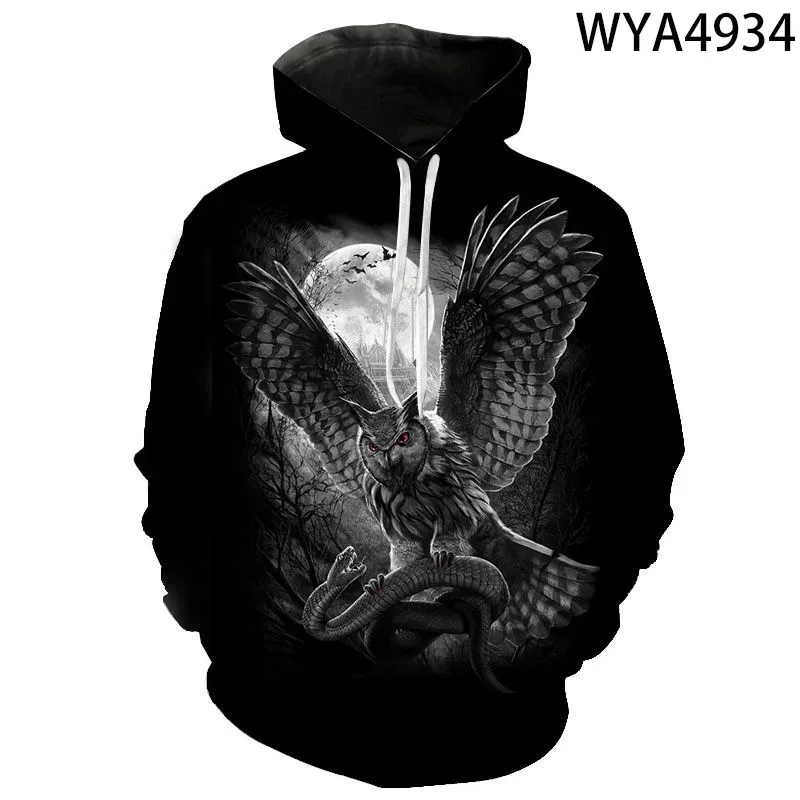 Men and Women 3D Owl Printing Hooded Sweatshirts, Kids Hoodies, Cool Pullover, Boy, Girl, Kids, Casual, Fashion, New Arrival