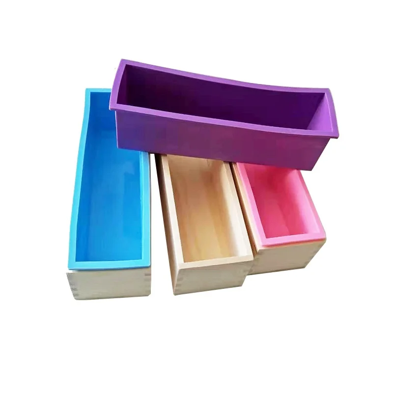 Manual soap mould wooden box silicone mould rectangular 1200ml soap mold