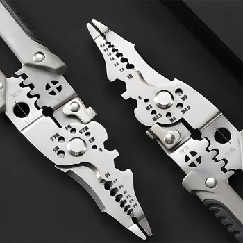 8.5 Inch Multi Functional Industrial Wire Stripper Cutter Crimper Heavy Duty Stainless Steel Electrical Pliers Ergonomic Grip 1