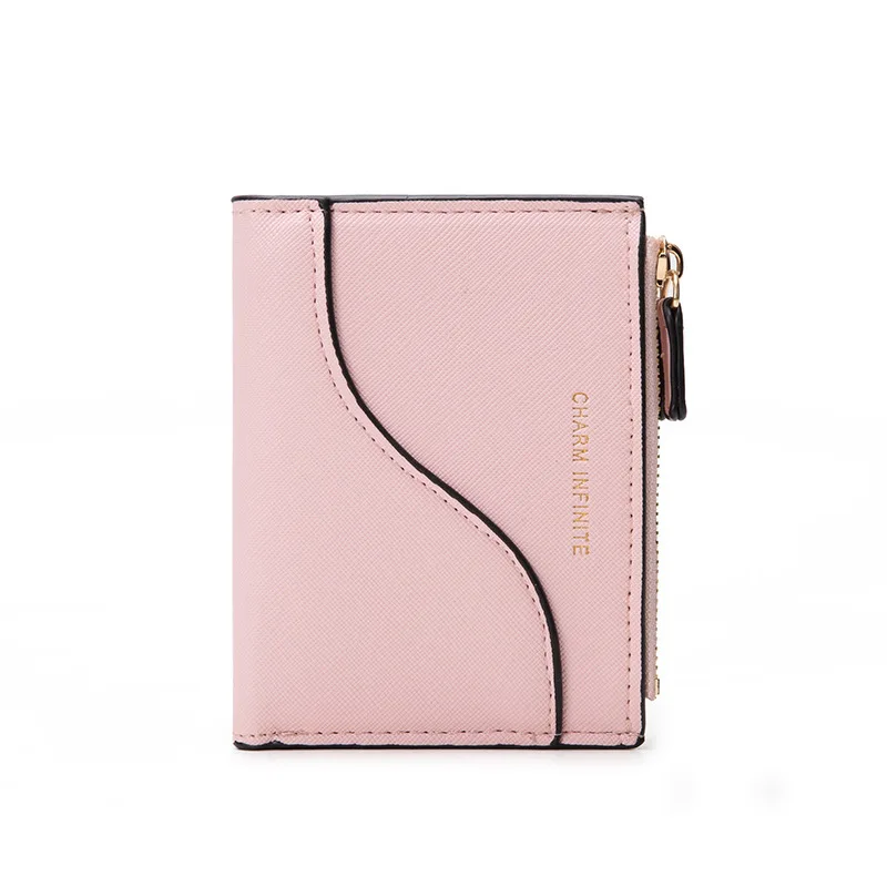 Purse Female 2023 Texture Double Zipper Women's Money Clip Contrast Color Short Purse