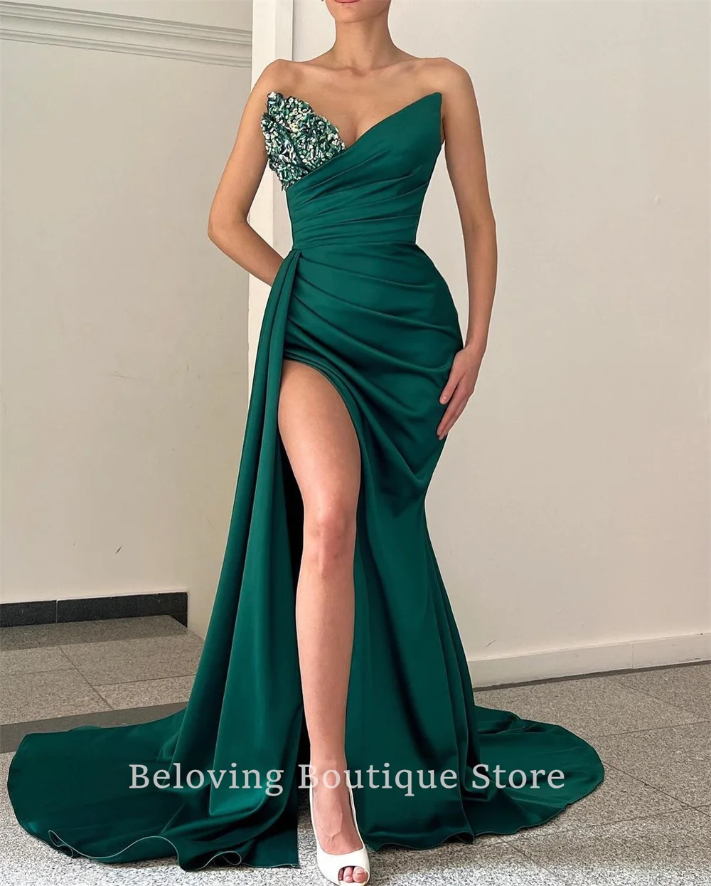 

Elegant Dubai Design Split Side 4 Styles Mermaid Evening Dresses Beach Long Prom Dress Robes De Soiree Wedding Party Gowns 2024