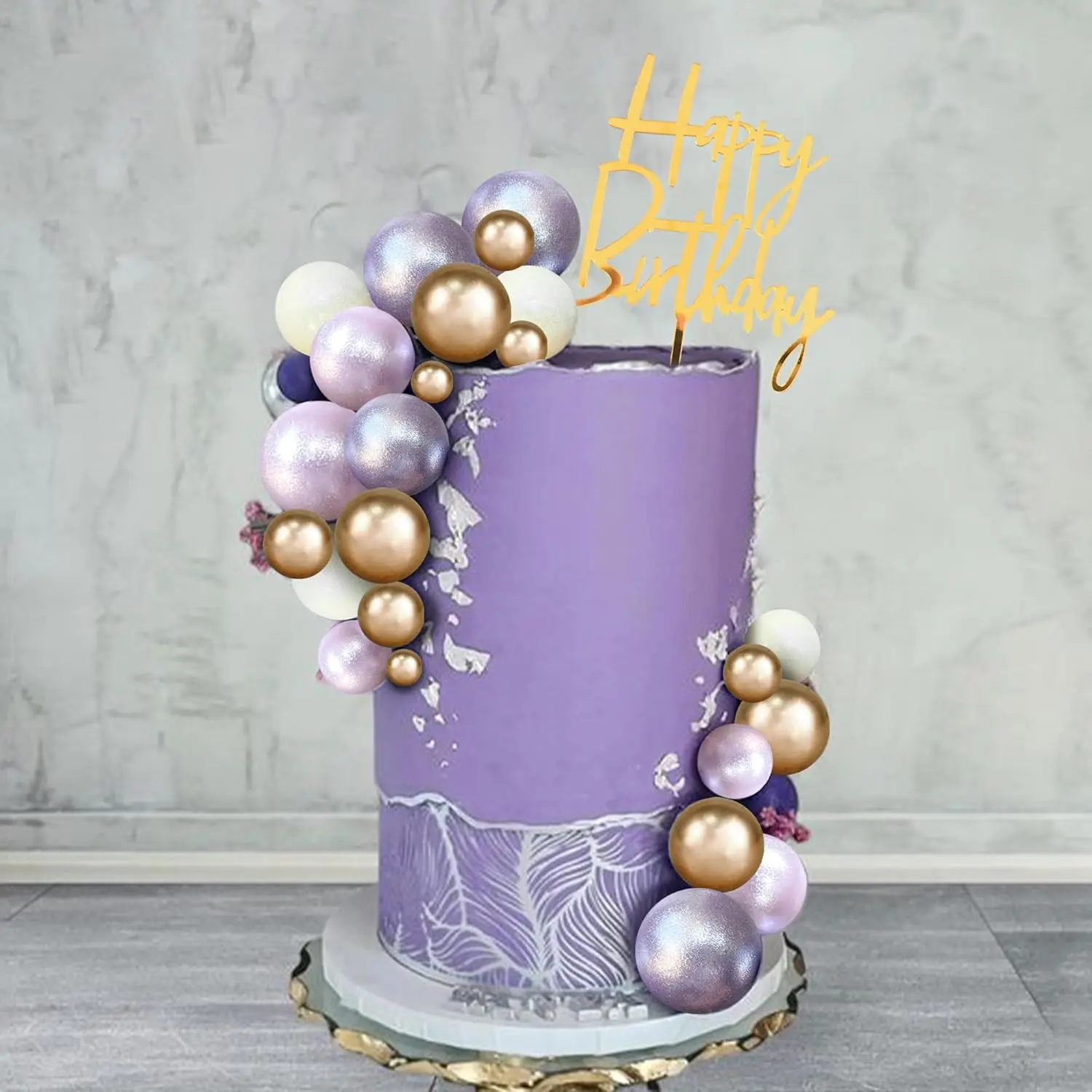 39 Stück Khaki-Kugeln, Tortenaufsatz, Boho-Gras-Kuchenaufsatz, Khaki, Weißgold, Perlenkugeln, alles Gute zum Geburtstag, Kuchendekorationen für Hochzeit – Detail 22