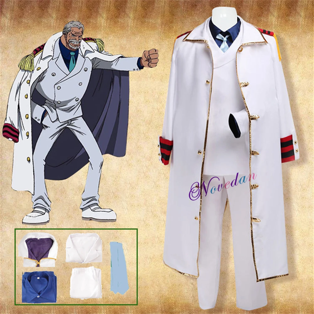 Anime Monkey D Garp Cosplay Costume Marine Uniform Cloak Jacket