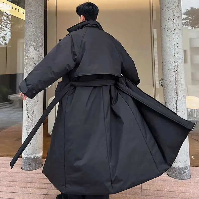 LUZHEN Winter Stylish Double Breasted Long Padded Coat Men&rsquo;s Original Design Thickened Knee-length Trench Trendy New Cac4db