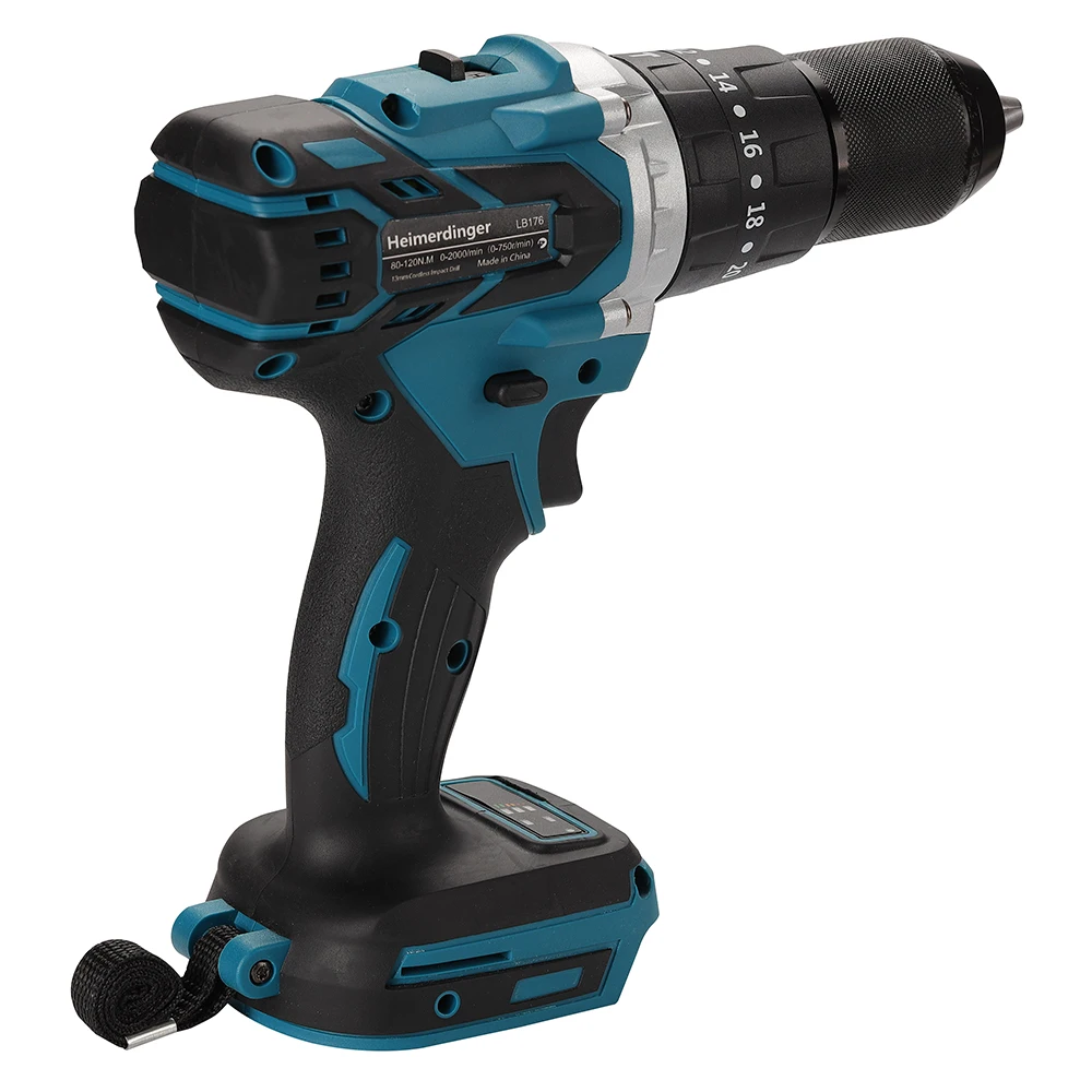 Brushless Cordless Drill, 120Nm Torque Electric Drill for Makita Battery, 1/2" Driver-Drill,2 Variable Speed Drill 5