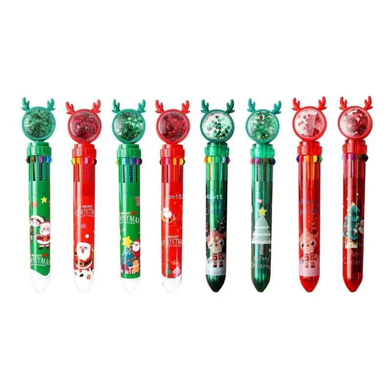 Retractable Ballpoint Pen Christmas Party Favor Supplies for Kid Student Dropship