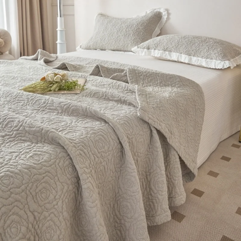 Atmungsaktive Decke aus reiner Baumwolle, gesteppt, mit Herz- und Rosenmuster, für Sofa, Flugzeug, Baby, Erwachsene, Sommerdecke, Dropshipping – Detail 1