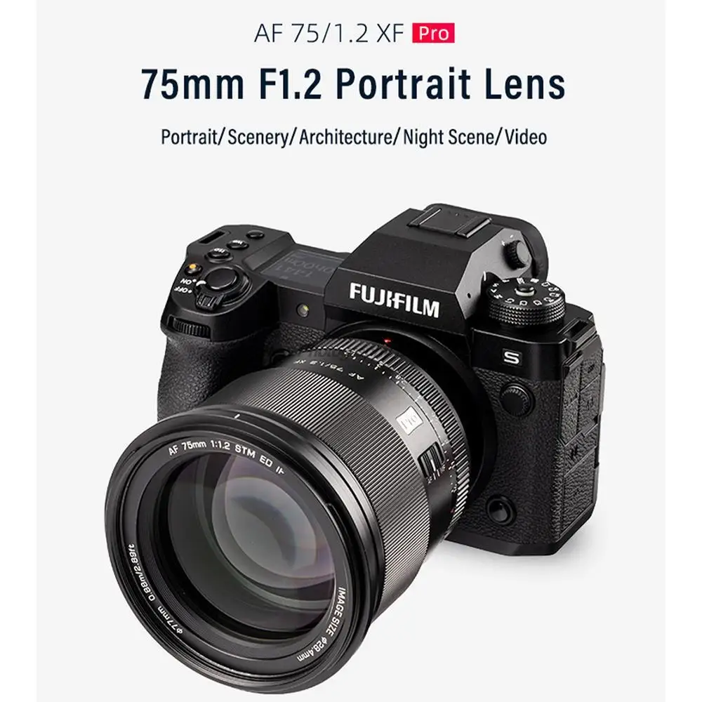 Viltrox 75Mm F1.2 Pro Obiettivo Della Fotocamera Per Fuji X Sony E Nikon Z Lens Messa A Fuoco Automatica Grande Apertura Ritratto Aps-C Per X-T5 X-H2S