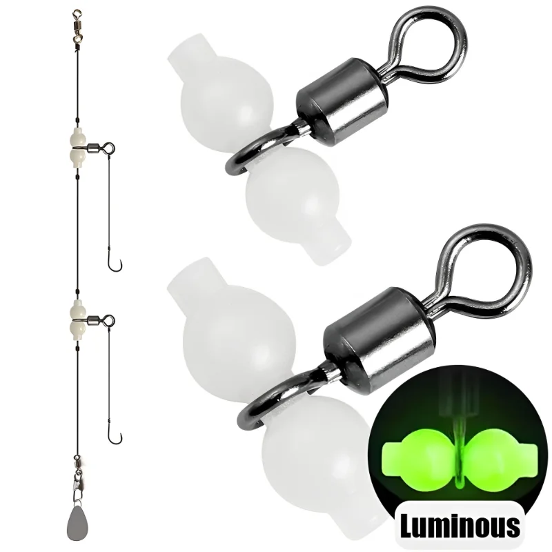 

10PCS Luminous Cross-line Gourd Rolling Swivels Deep Sea Fishing Accessories Boat Fishing Rigs Connector 3-way Swivels S/L