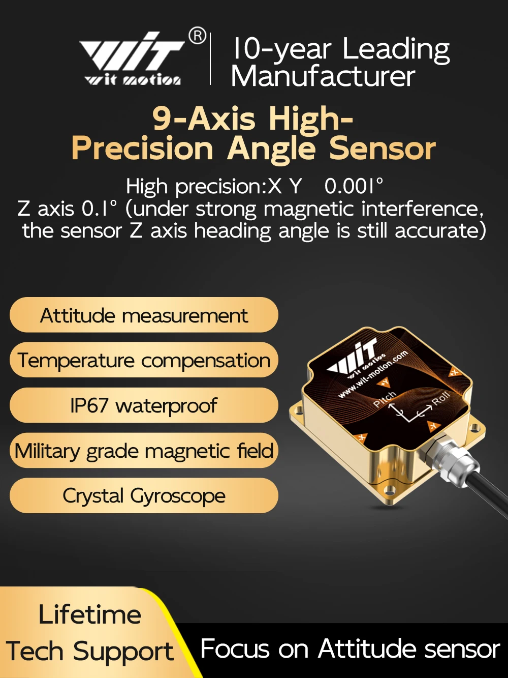 WitMotion-HWT9073-AHRS-IMU-3-Axis-Accelerometer-Crystal-Gyroscope ...