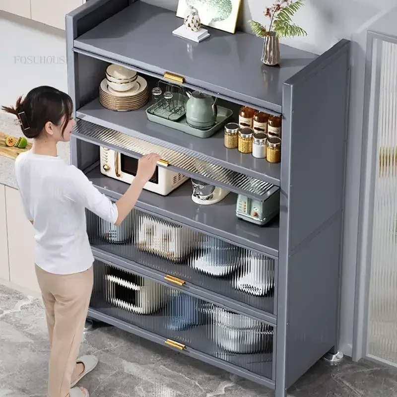 Practical Kitchen Cabinets Rack Floor Multi-layer Storage Cabinets Kitchen Furniture Multi-functional Bowl Sideboard Cabinet