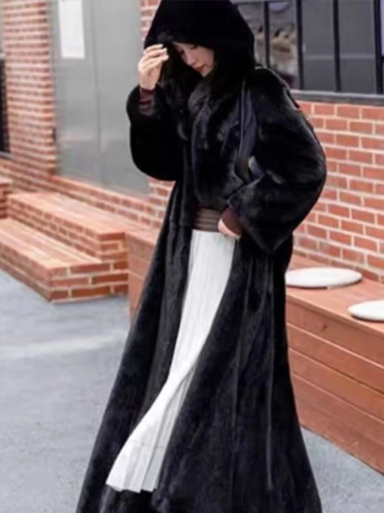 Thicken Faux Fur Long Coats Women Hoodies Thicken Oversize Long Sleeve Lady Elegant Jacket 2024 Winter Warmer Female Streetwears 5